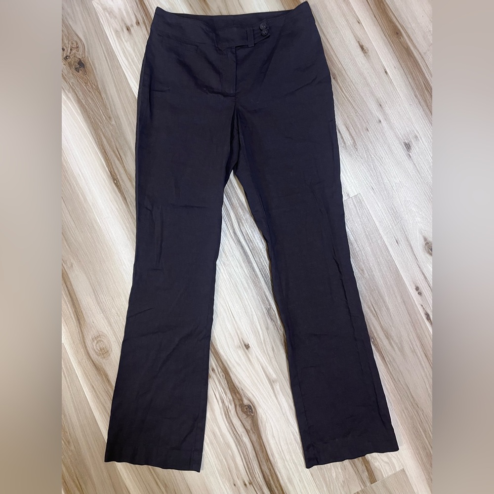 Eileen Fisher Women’s PP Petite XS 0-2 Linen Spandex Dark Brown Straight Pants